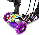 Самокат Scooter 5 в 1 з малюнком Фіолетовий Квіточок, фото 4