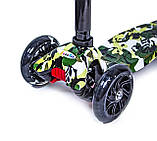 Дитячий самокат MAXI. Military. Чорні світні колеса., фото 3