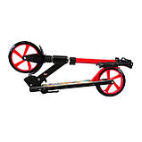 Двоколісний самокат Scale Sports SS-15 складний, із задніми ножними гальмами. Чорно-червоний, фото 4