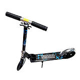 Дитячий складний самокат з великими колесами (20 см) Scooter 460. Чорно-синій колір, фото 4