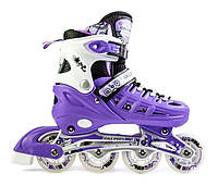 Ролики раздвижные детские Scale Sports с мягкими колесами. Фиолетовый цвет. Размеры 29-33 / 38-41