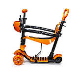 Самокат із захисним бампером Scooter "Сонезна Корівка" 5 в 1. Жовтогарячий, фото 3