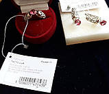 Вінтажний срібний набір: кільце, сережки з позолотою і рубінами, фото 4