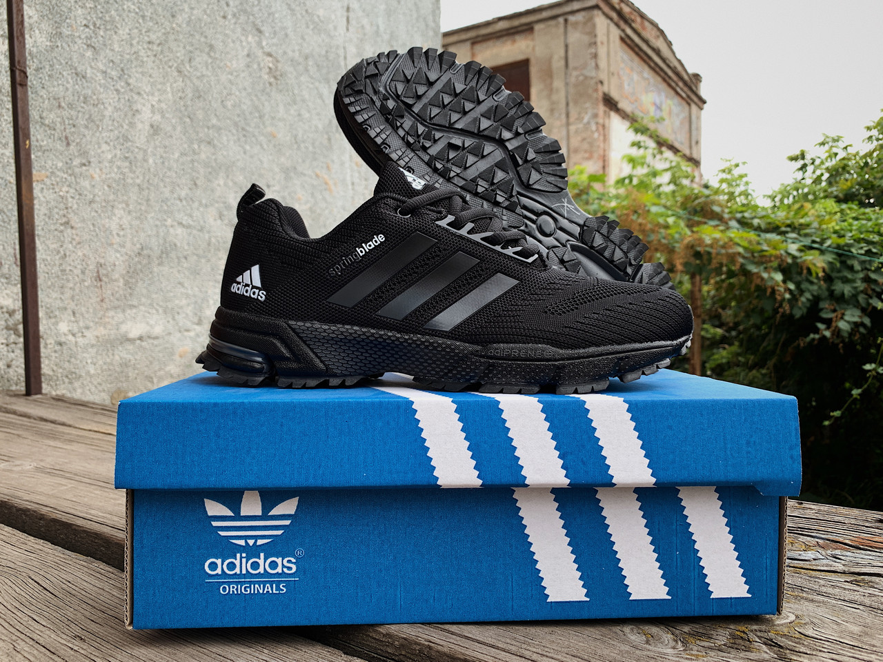 Чоловічі спортивні кросівки Adidas Marathon (36-46 розміри) чорні