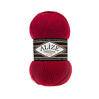 Зимняя пряжа для вязания Alize Superlana Klasik ализе суперлана классик красного цвета 56