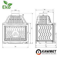 Каминна топка KAW-MET W17 (16.1 kW) Panorama EKO із шимером, фото 5