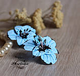 Оригінальний подарунок дівчині. Прикраси ручної роботи "Блакитні гладіолуси"(сережки+кулон+шпилька), фото 7