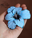 Оригінальний подарунок дівчині. Прикраси ручної роботи "Блакитні гладіолуси"(сережки+кулон+шпилька), фото 8