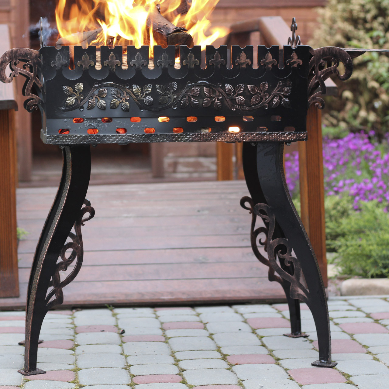 Кований мангал з металу (товщина сталі 3 мм + декоративна накладка 3 мм на бічних стінках), фото 1