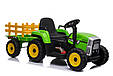 Дитячий електромобіль Трактор John Deere XMX 611 (зелений колір) з причепом, фото 4