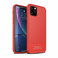 Защитный чехол IPAKY Carbon Fiber для Apple iPhone 11 Pro Max - Red