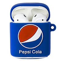 Силиконовый чехол Alitek для наушников Apple AirPods 1 / 2 Pepsi Cola + карабин