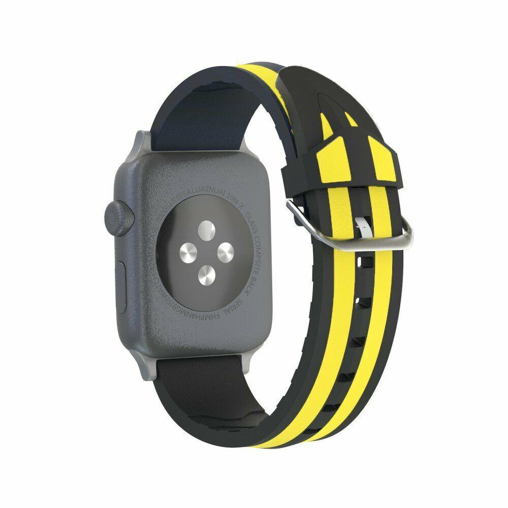 Ремешок UniCase Soft Strap для Apple Watch 42 / 44 / SE 44 / 45 / Ultra / Ultra 2 (49mm) - Black / Yellow - фото 3 - id-p1243122167