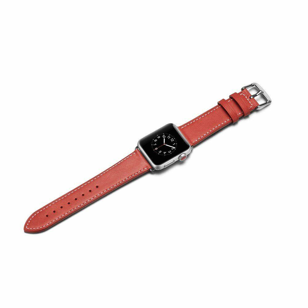 Кожаный ремешок Deexe Classic для Apple Watch 42 / 44 / SE 44 / 45 / Ultra / Ultra 2 (49mm) - Red - фото 3 - id-p1243122197
