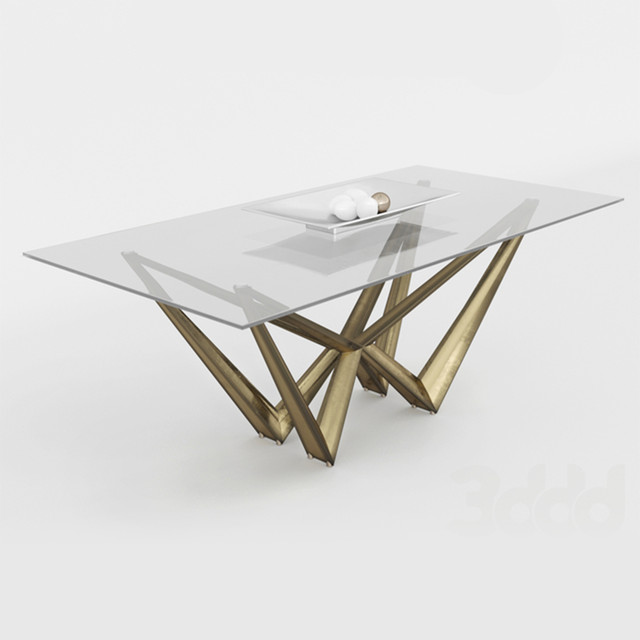 Прозрачный обеденный стол Signal Aston стеклянный бронзового цвета
