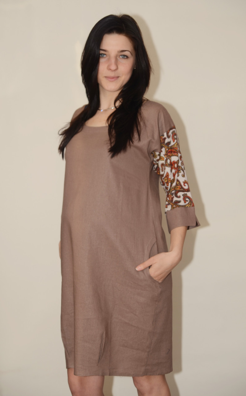 Сукня для вагітних літня Pregnant Style Natalie 46 коричнева, фото 1