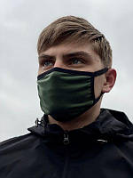 Текстильная маска темно-зеленого цвета с черными лямками