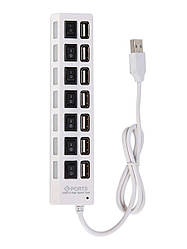 Концентратор USB HUB концентратор HI-SPEED 7SW на 7 портів з вимикачами White (90353)