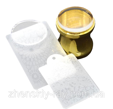 Штамп силіконовий золотий із трафаретом, фото 1