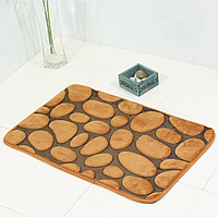 Плюшевий килимок «Галька» 40×60 см коричневий біколор