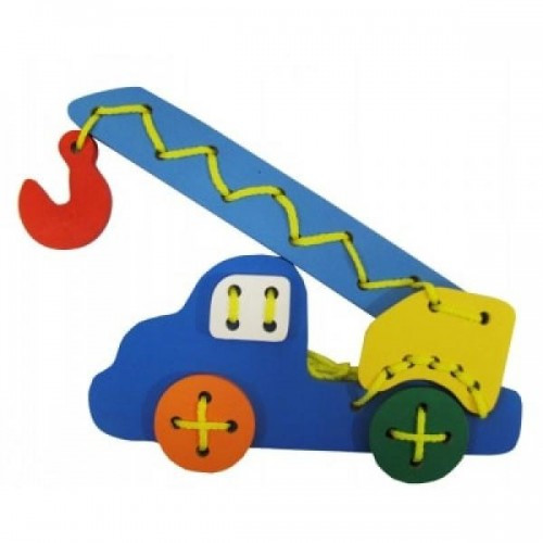 Дерев'яна іграшка Шнуровка Автокран Komarovtoys К104