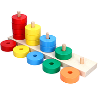Дерев'яна Пірамідка Рахівничка Komarovtoys 23х5х9 см, фото 2