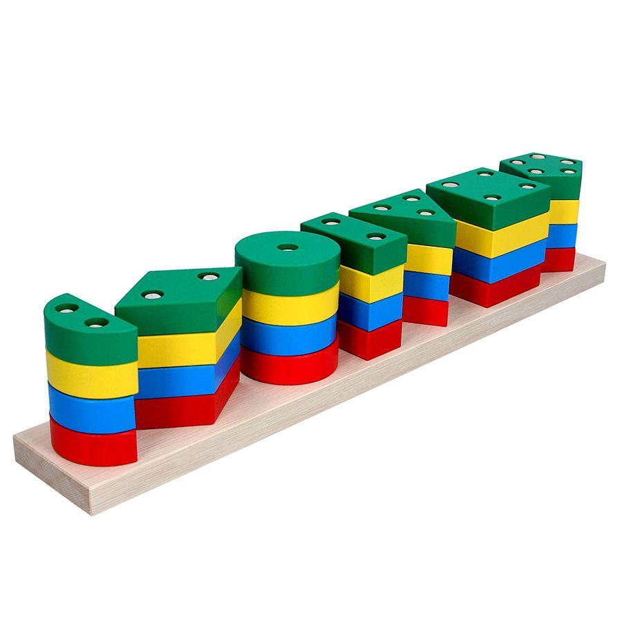 Пірамідка Кольоровий квартет Геометрика Komarovtoys 37х5,5х7 см