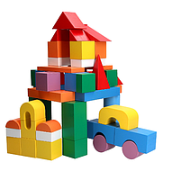 Конструктор дерев'яний Будівельник Максі 51 деталь в пластиковому відрі Komarovtoys, фото 2