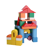 Конструктор дерев'яний Будівельник Максі 51 деталь в пластиковому відрі Komarovtoys, фото 3