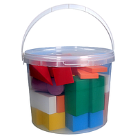 Конструктор дерев'яний Будівельник Максі 51 деталь в пластиковому відрі Komarovtoys, фото 4