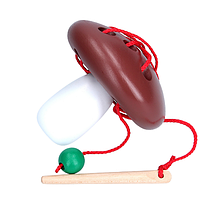 Білий гриб шнурівка кольорова дерев'яна Komarovtoys К149, фото 2