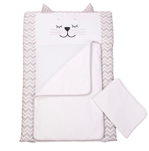 Пеленальний матрацик Верес Smiling Animals white-grey 50х70 см Тканинний