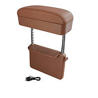 Органайзер – підлокітник у авто З бездротовою зарядкою для телефону Коричневий