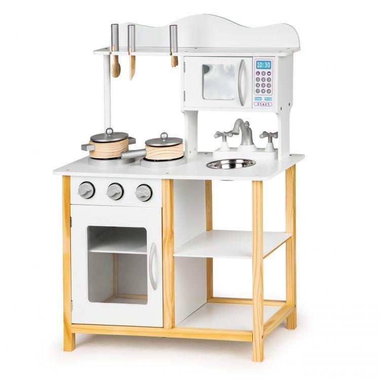 Дитяча дерев'яна кухня EcoToys TK040A біла + аксесуари (9277)
