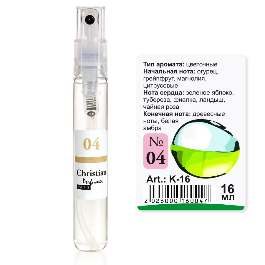 Парфумована вода міні-флакон 16 ml Christian for women K-16 № 004