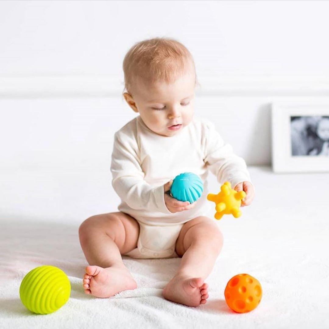 Набір тактильних сенсорних м'ячиків 0124 6 м'ячиків масажні кульки для немовляти розвиваючі Монтессорі 6, фото 1