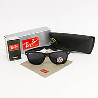 Солнцезащитные очки RAY BAN Wayfarer поляризационные антибликовые UV400 (арт. 2140P) черные матовые