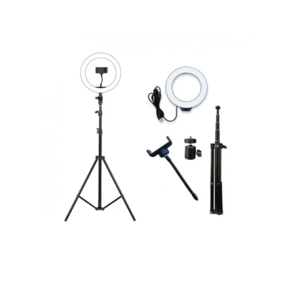 Кільцева селфі лампа LED 20 см зі штативом, фото 1