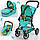 Дитяча коляска для ляльки 9636, класика, люлька, поворот. колеса, регул кермо, фото 2