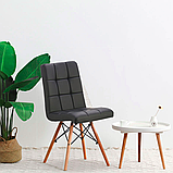 Обідній м'який стілець Оскар чорний кожзам ніжки-дерев'яні для кафе чи офісу в стилі Лофт, фото 2