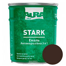 Грунт-емаль AURA Stark 3 в 1, антикорозійна (темно-коричнева №88), 2 кг