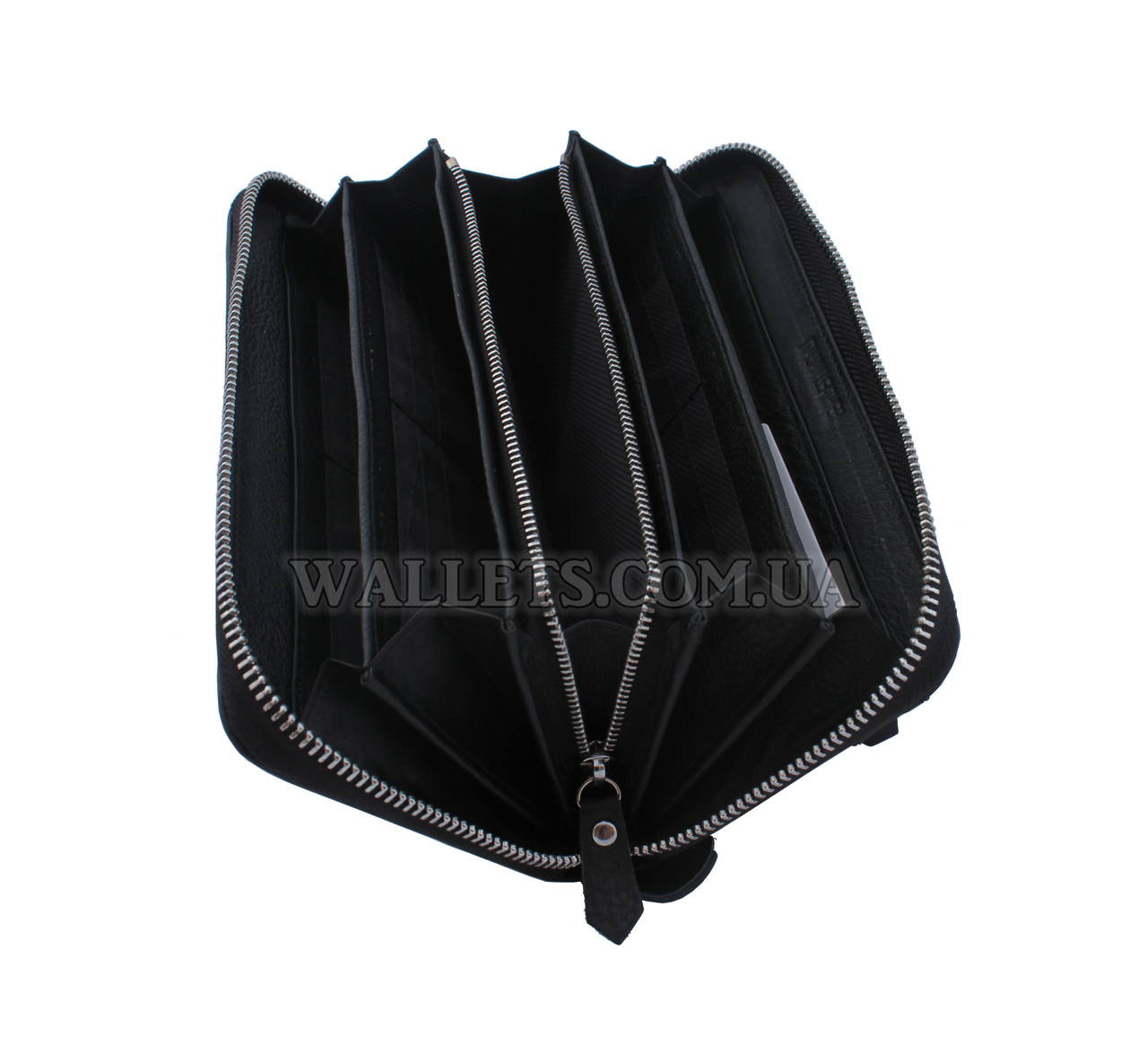 Гаманець-барсетка шкіряне ST Leather Accessories на блискавці, чорна, матова.