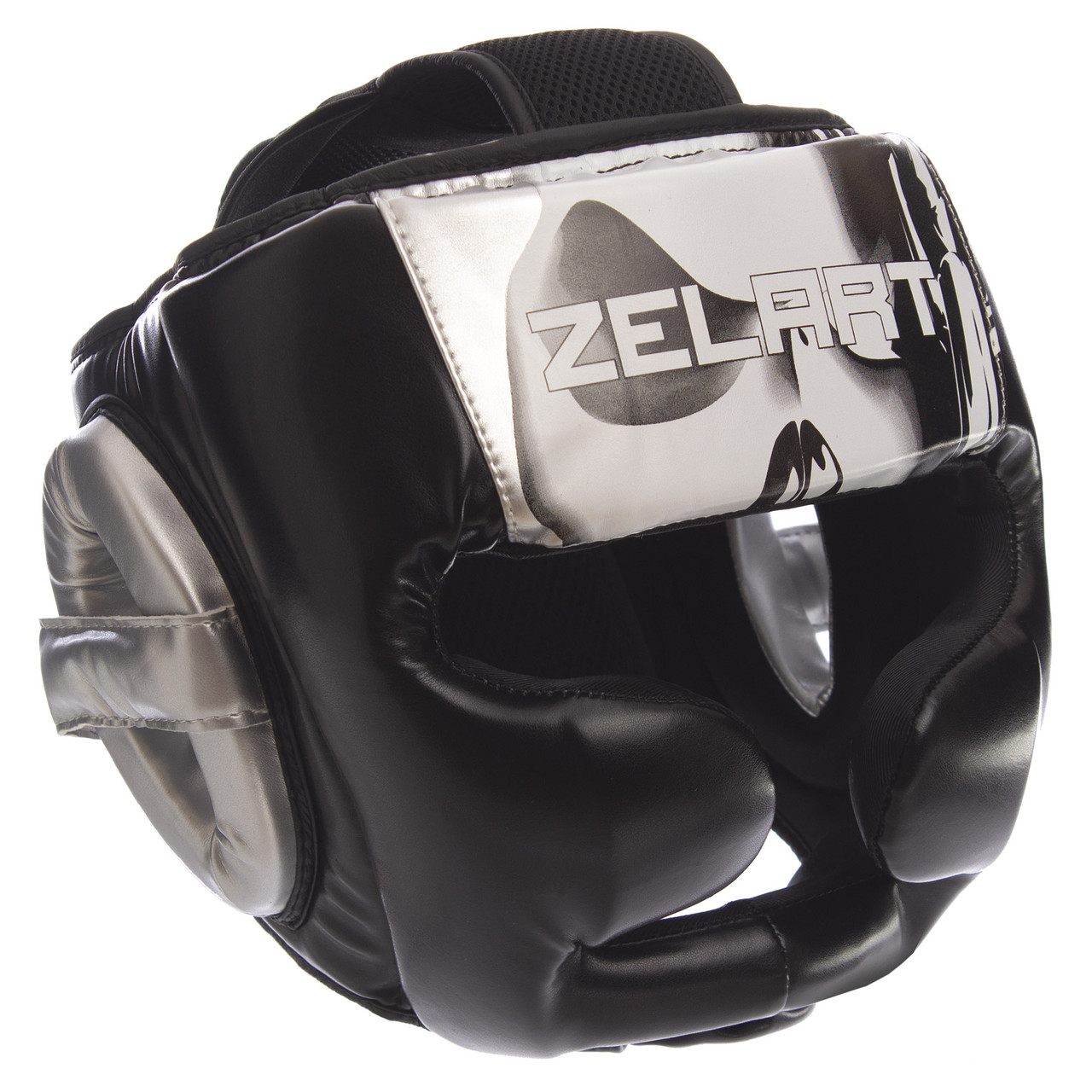Шолом боксерський із повним захистом Zelart 1320 розмір XL Black-White
