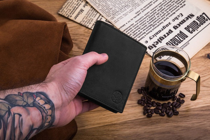 Чоловічий шкіряний гаманець Betlewski з RFID 12,8 х 10 х 2,5 (BPM-HT-62) - чорний, фото 1