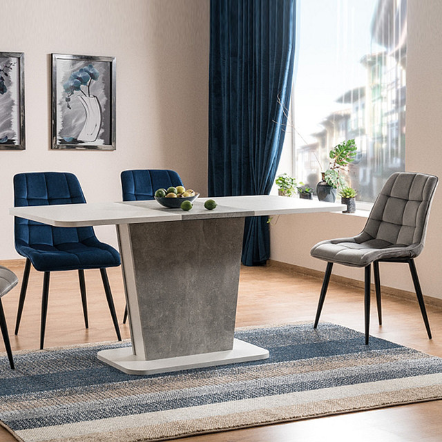 Маленький білий матовий розсувний стіл Signal Calipso 110-145х68см для кухні на одній ніжці під бетон Польща Маленький білий матовий розсувний стіл Signal Calipso 110-145х68см для кухні на одній ніжці під бетон Польща