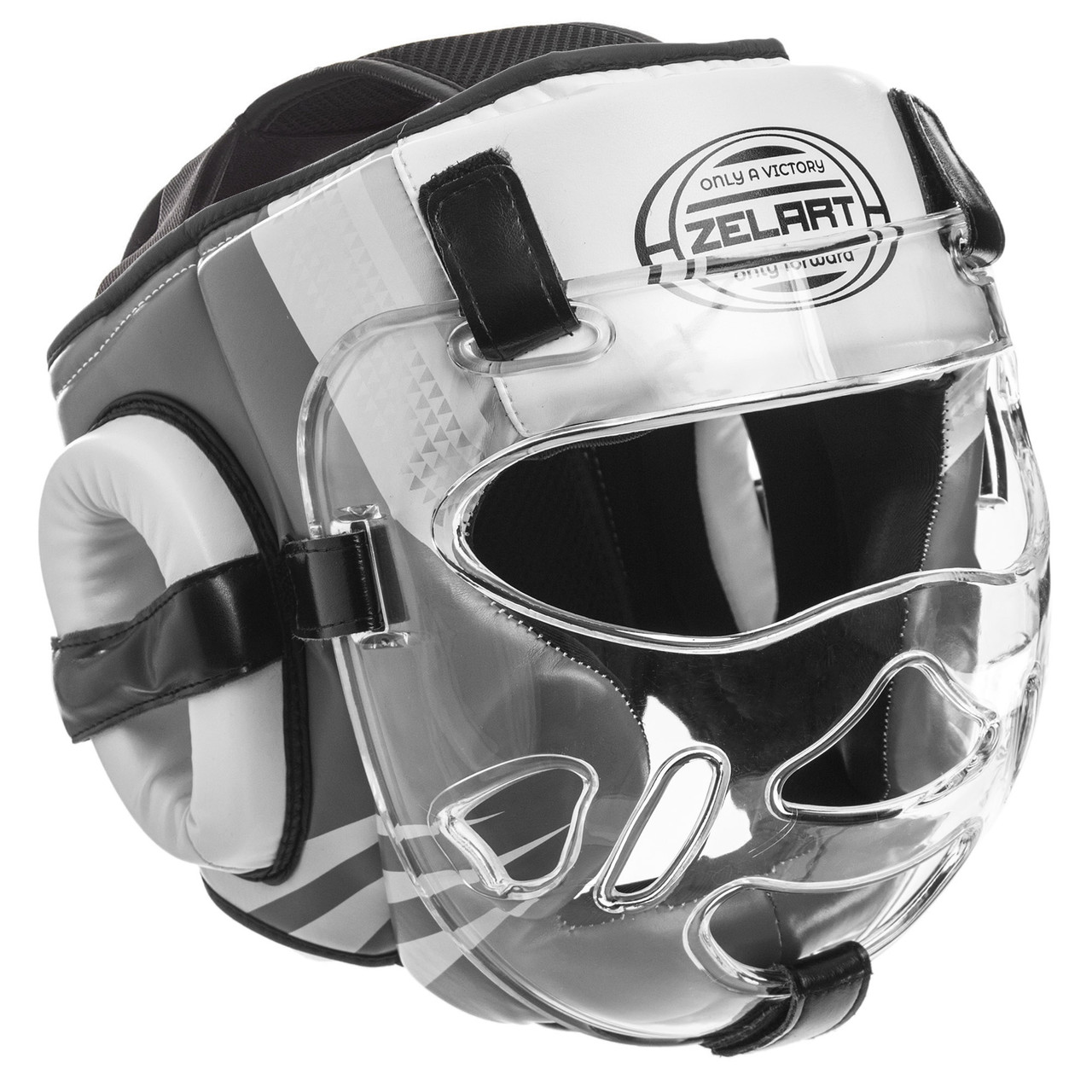 Шолом для єдиноборств із прозорою маскою Zelart 1360 розмір M White-Gray-Black