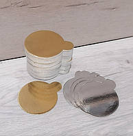 Підкладка 9 см круг із вухом срібло/золото