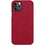 Nillkin Apple iPhone 12 / 12 Pro (6.1") Qin Red leather case Шкіряний Чохол Книжка, фото 2
