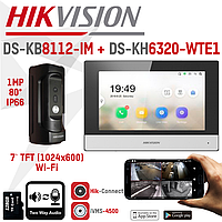 IP-комплект видеодомофонии Hikvision DS-KH6320-WTE1 + вызывная панель Hikvision DS-KB8112-IM