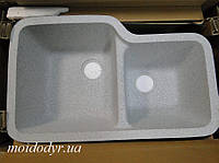 Мойка кухонная гранитная двухчашевая Sanitec (Sinmar) 420x720x200 (светло серый) под столешницу